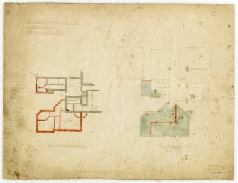 Foundations, basement and roof plans of extension to Kitchen Wing of Club House