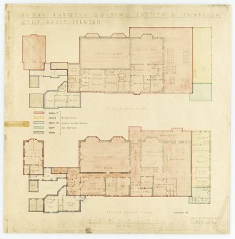 Plan of ground and upper floors showing development of Club House