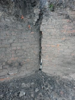Detailed shot of change in brick bonds of Ice house