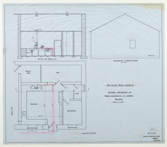 Plan and elevations of proposed testing accomodation.
Signed: 'Scottish Gas Board'