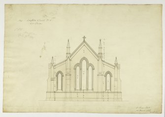 Drawing showing East elevation, Langholm Parish Church.
