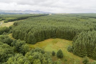Oblique aerial view of enclosed cremation cemetery 'A'