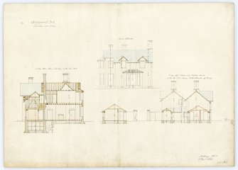 Drawing showing south elevation and sections, Ardarroch House.