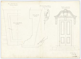 Drawing showing details and elevation of door piece, Ardarroch House.