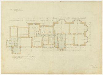 Drawing showing plan of principal floor, Ninewells House.