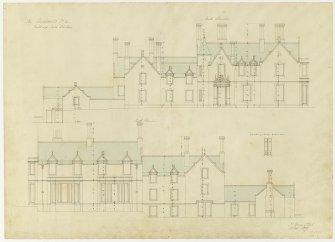 Drawing showing north and south elevations, Ninewells House.
