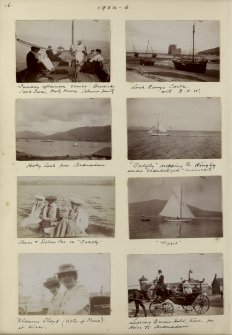 Eight photographs showing the sailing boat 'Gadfly' and general views of Brodick and Loch Ranza. 
