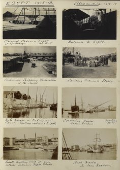 Eight photographs showing Alexandria harbour, Egypt in 1915-1917. 

