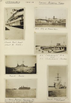 Six photographs showing ships in Alexandria harbour, Egypt in 1915-1916. 
