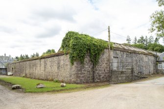 General view from the north-east showing exterior of Walled Garden, Housedale, Dunecht House.