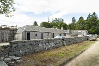 General view from the north-east showing buildings attached to Walled Garden, Housedale, Dunecht House.