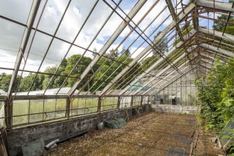 General view of central section of greenhouse from the east, Walled Garden, Housedale, Dunecht House.