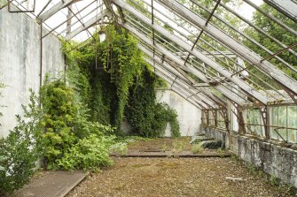 General view of easternmost section of greenhouse from the west, Walled Garden, Housedale, Dunecht House.