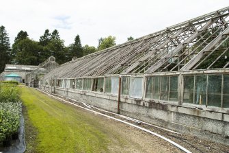 General view from the east showing greenhouse in Walled Garden, Housedale, Dunecht House.