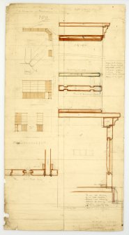 Drawing showing detail of bookcases in library, Kirkside, St Cyrus. House for Col. Fraser.
