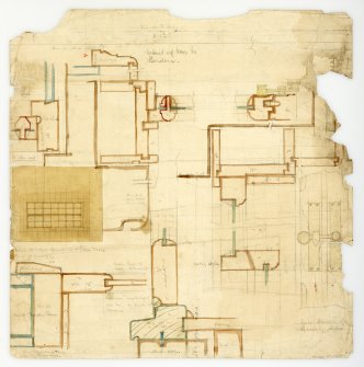 Drawing showing detail of door to garden, Kirkside, St Cyrus. House for Col. Fraser.