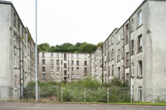 View from north showing rear elevations and gardens of Maxwell Street, Robert Street and Clune Park Street, Clune Park Housing, Port Glasgow.