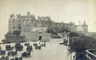 View of Edinburgh Castle showing Billing's building in situ prior to the building of the Scottish National War Memorial.