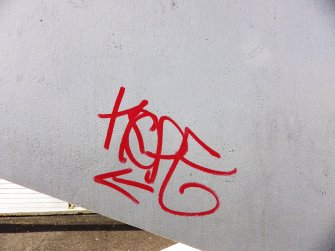 An example of a graffiti tag on the superstructure of the bridge.