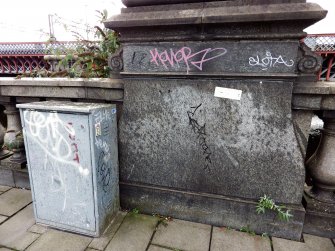 Graffiti on the west parapet of the bridge.
