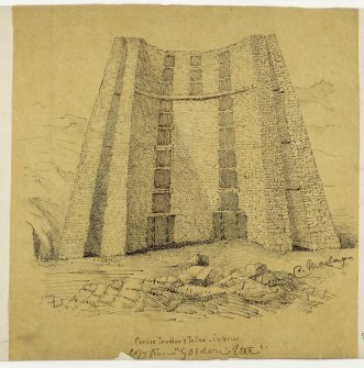 Drawing of the interior of Dun Telve broch
