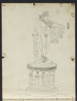 Photographic copy of drawing showing sketch view of Apollo in the temple.