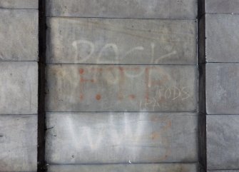 Example of graffiti on E wall of former water works.
