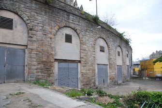 Historic building recording, Detail of exterior arches to Cranston Street from W, East Market Street Vaults, Edinburgh