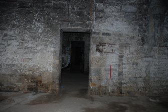Historic building recording, Detail of doorway through to vault 20, East Market Street Vaults, Edinburgh