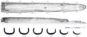 Illustration: 'A plan and sections of the logboat'