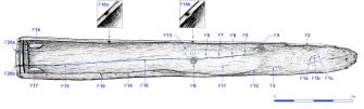 Illustration: 'Plan of the logboat indicating Features mentioned in the text'