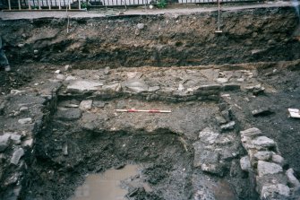 Shot showing position of E-W running stake holes within building