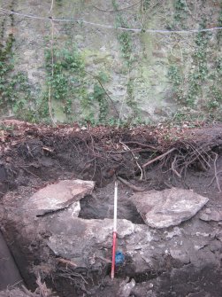 Watching brief, Sandstone box culvert [011], Town Walls, Victoria Park, Haddington