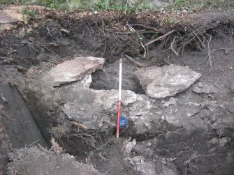 Watching brief, Sandstone box culvert [011], Town Walls, Victoria Park, Haddington