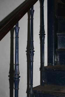 Historic building recording, Room 1, Detail of baluster rail from NW, 24-26 West Harbour Road, Edinburgh