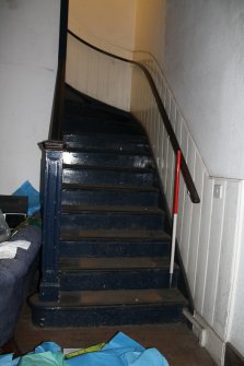 Historic building recording, Room 1, General view of stair from N, 24-26 West Harbour Road, Edinburgh