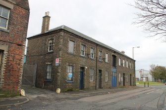Historic building recording, E & N elevation, General view from NE, 24-26 West Harbour Road, Edinburgh