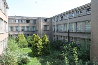 Historic building recording, Courtyard elevations, General view looking from the E wall window of corridor Room 1/2i from SW, Ainslie Park High School and (later) Telford College, Pilton, Edinburgh