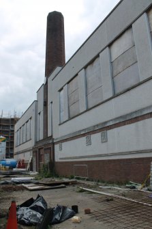 Historic building recording, Gymnasium E elevation, General view from NE, Ainslie Park High School and (later) Telford College, Pilton, Edinburgh