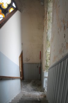 Historic building recording, Room 1/1, General view looking down stairwell in NE wall from W, Elgin South Parish Church, Moray Street, Elgin