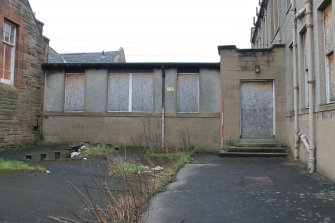 Historic building recording, SE elevation, Detail of linking corridor from NE, Curriehill Primary School, 209 Lanark Road West, Currie