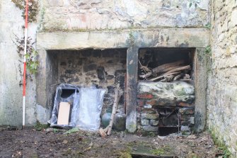 Historic building recording, W wall internal, Detail of hearth & fireplace from E, 'St Annes', 2 East Terrace, South Queensferry