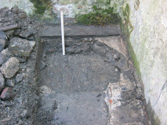 Archaeological evaluation, Post excavation shot of trial pit from W, 'St Annes', 2 East Terrace, South Queensferry