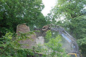 Historic building recording, General view of demolition from NE, Kinleith Paper Mill, Currie