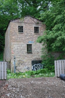 Historic building recording, N elevation, General view prior to demolition from N, Kinleith Paper Mill, Currie