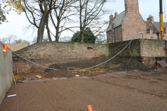 Historic building survey, General view of W side of the wall from S, Avenue Wall, James Gillespie's High School, Edinburgh