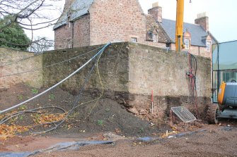 Historic building survey, General view of the E side of the wall from S, Avenue Wall, James Gillespie's High School, Edinburgh