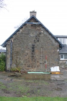 Historic building recording, SW elevation, General view of SW gable of the SW cottage from SW, The Stables, Foxhall, Kirkliston, Edinburgh
