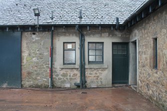 Historic building recording, NE elevation, Detail of openings to N side from NE, The Stables, Foxhall, Kirkliston, Edinburgh