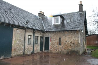 Historic building recording, SE elevation, General view of the NE cottage from E, The Stables, Foxhall, Kirkliston, Edinburgh